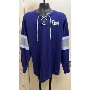Victoria’s Secret PINK Indigo Lace Up Sweatshirt SZ XS